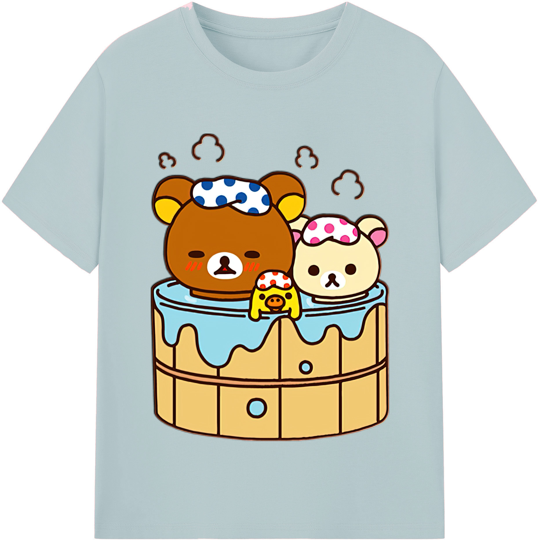 （画像用） リラックマ リラックマ キイロイトリ Rilakkuma Korilakkuma Kiiroitori 綿100％半袖Tシャツ（フロントプリント）